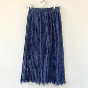 H&M Navy Blue Pleated Lace Skirt